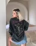 Camisetas retrô de manga longa para homens e mulheres. Lavagem especial vintage para um visual envelhecido. Conforto e estilo atemporal para o seu dia a dia. — foto 2