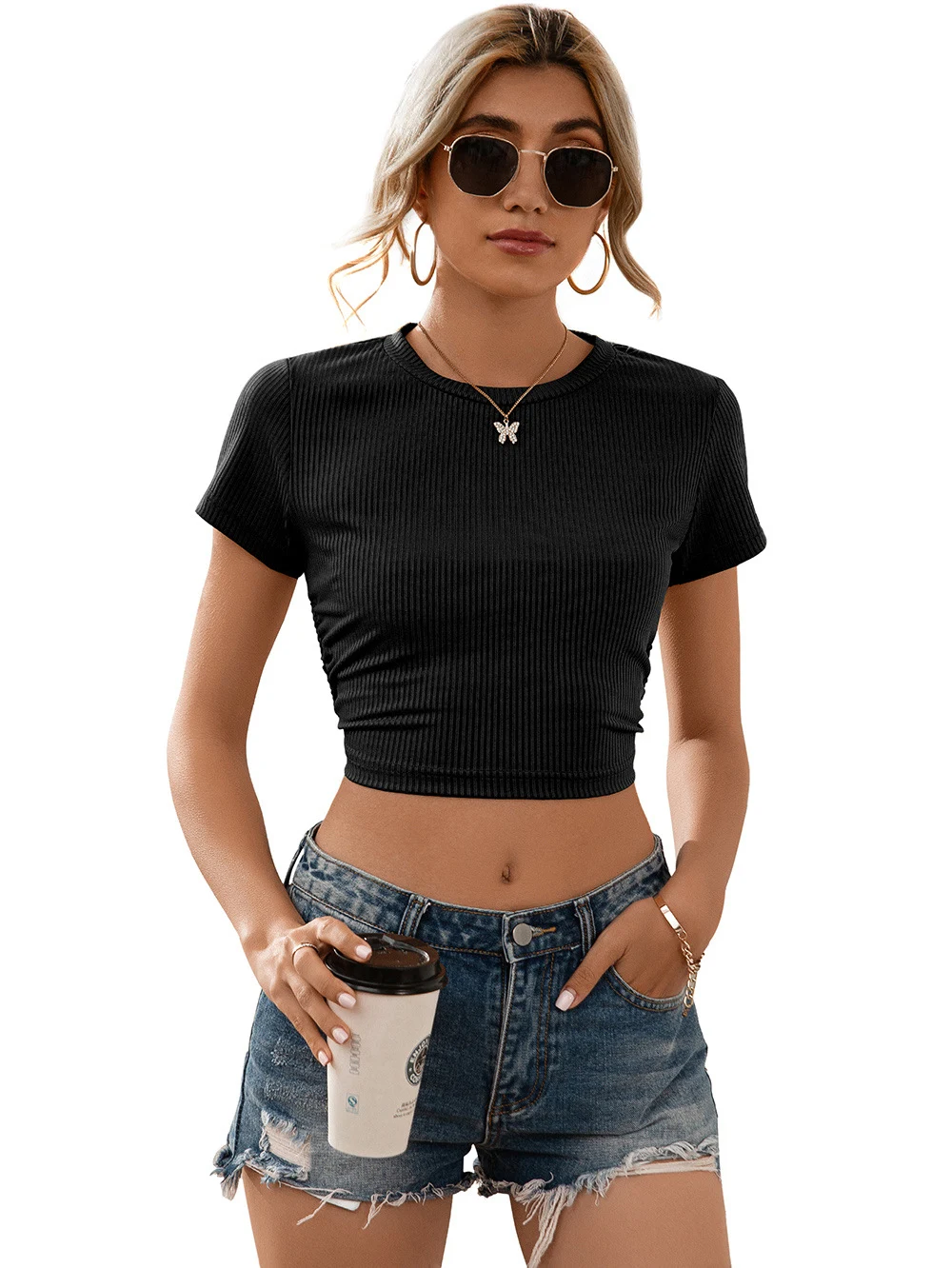 Title 23, Womens Cropped Navel Open Back Tie Versatile S...
