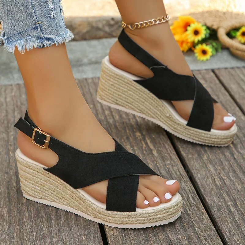 Title 2, Hennep touw schoenen wig platform slangenpatroo...