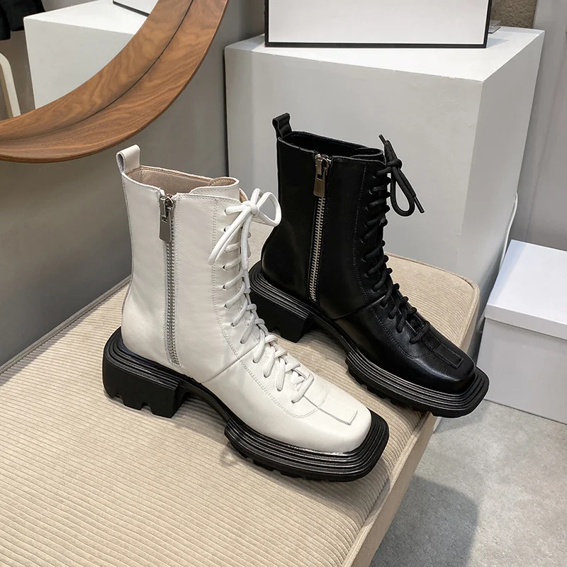 Botas Curtas Femininas Estilo Retro Francês com Solado Grosso, proporcionando conforto e um visual elegante para diversas ocasiões, do dia a dia à noite. — foto 6