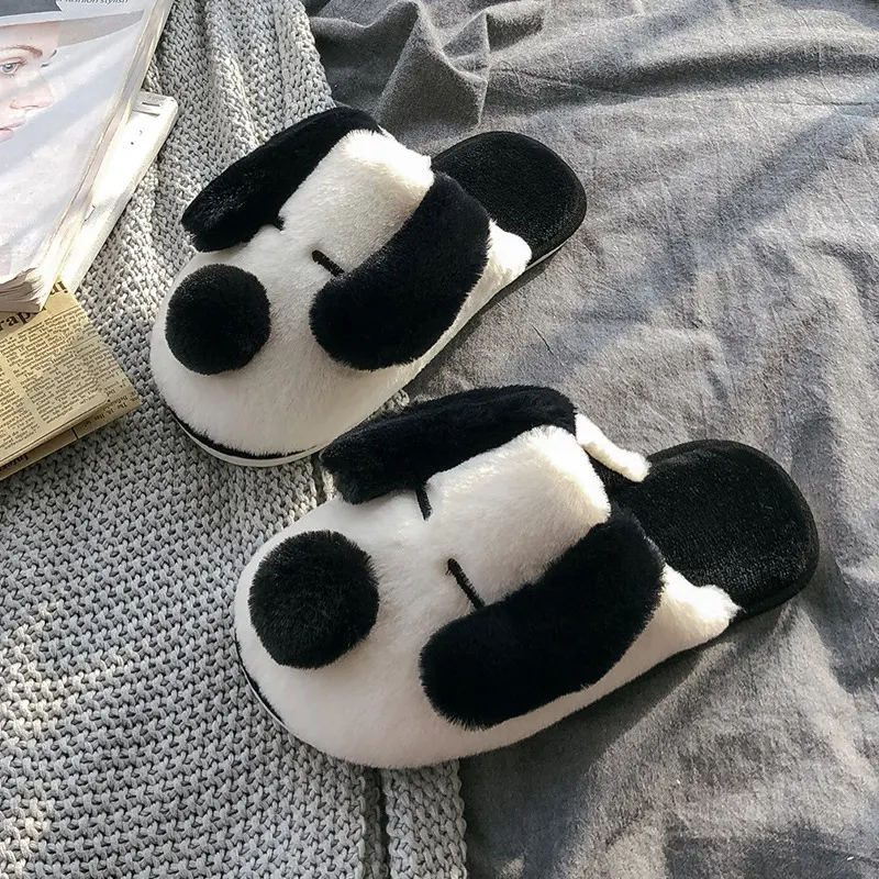 Chinelos de algodão femininos para casa, casal, desenho animado fofo, inverno com pelo, chinelos quentes e confortáveis para uso interno e doméstico. — foto 8