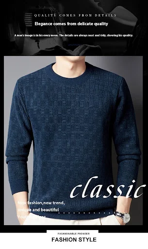 Title 2, Heren Jacquard Lange Mouw Fleece gevoerde Dikke...