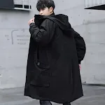 Jaqueta duster masculina plus size, folgada, com capuz e comprimento médio. Conforto e estilo para o dia a dia. — foto 1