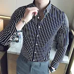 Men's Striped Long Sleeve Shirt Slim Fit Fashion Casual wear offering a modern look, comfortable fit, and versatility fo — photo 7