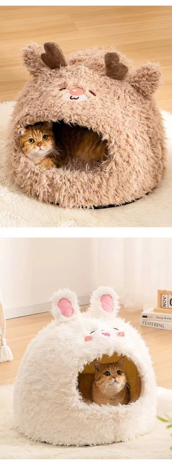 Title 1, Semi Closed Pet Cat Nest Dog Sleeping Nest Warm...