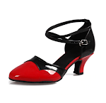 Zapatos de baile latino de cuero para mujer con tacón medio y puntera. Comodidad, estilo y elegancia para bailar con seguridad y pasión. — foto 5
