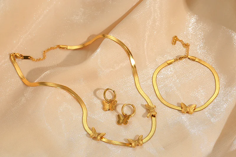 Title 4, Pulseira Borboleta Feminina Ouro 18K Corrente O...