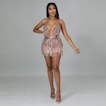 Top com franjas e alças e saia – Conjunto feminino elegante – Perfeito para eventos especiais, moderno e confortável. — foto 2