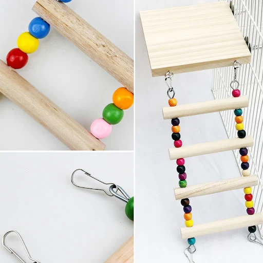Parrot Pet Bird Wood Ladder Climb Cableway Hamster Toys Rope Parrot Bites Harness Cage Parakeet Budgie Home — photo 3