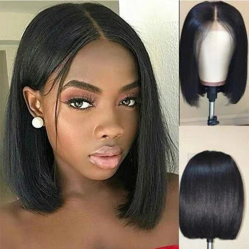 Title 4, Peruca Curta Bob de Cabelo Humano para Mulheres...