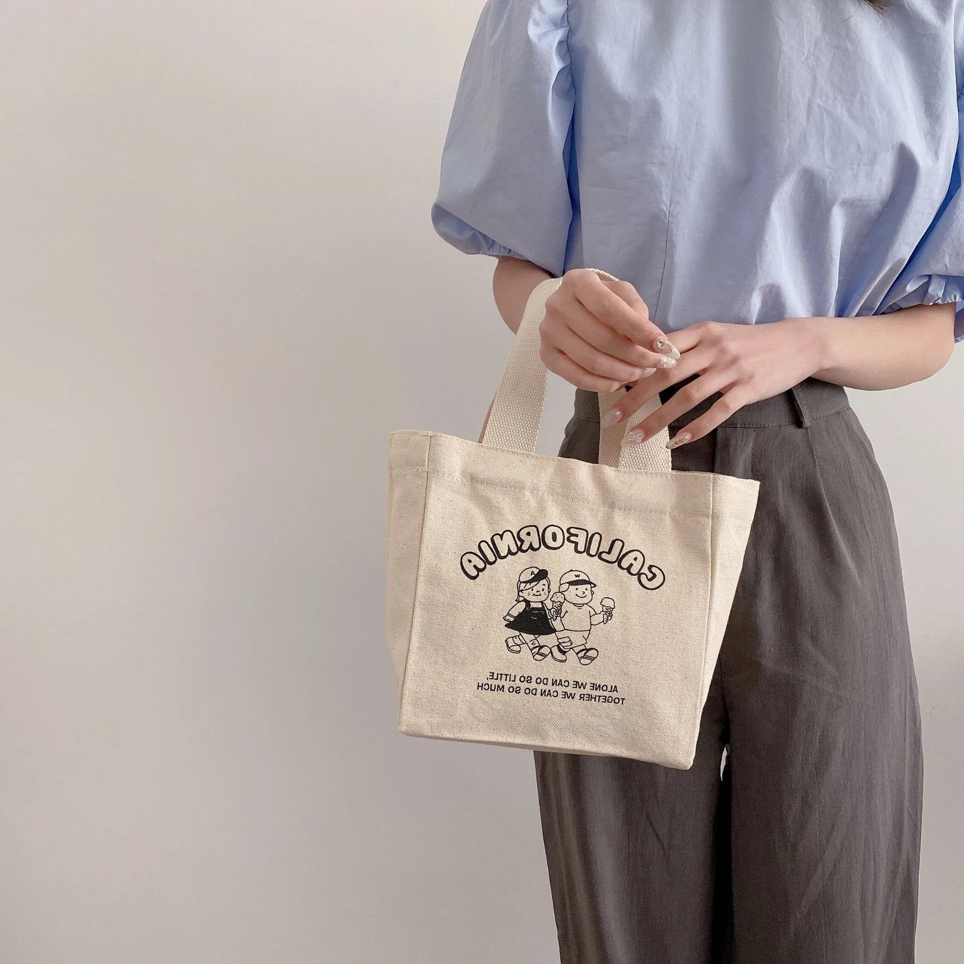 Bolsa japonesa Bento de lona estampada fofa para transportar Leve suas refeições com estilo e praticidade Ideal para lanches e almoços — foto 7
