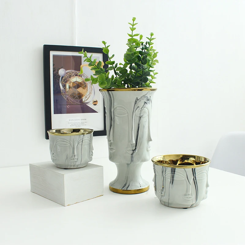 Human Face Flowerpot Light Luxury Ornaments for Home Entrance Key Storage Decorative and Functional Home Accessory — photo 1