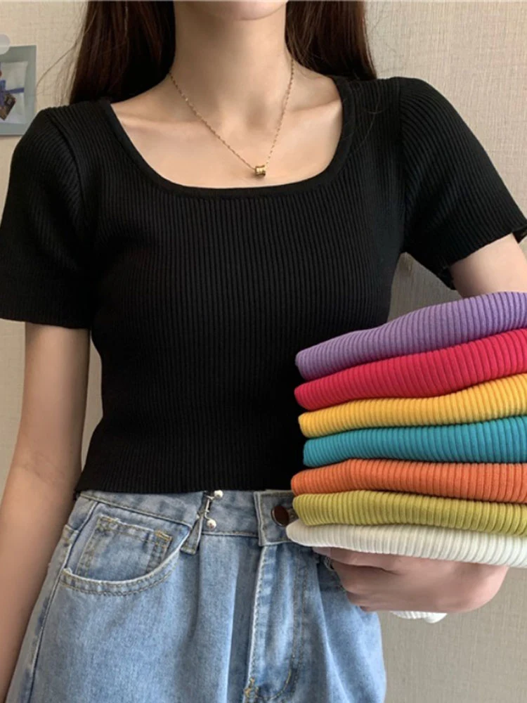 Top curto de malha feminino — foto 1