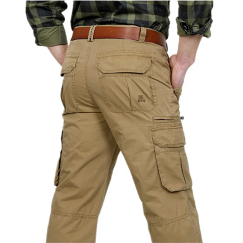 Men's Spring and Autumn Thick Casual Pants, Straight-leg Cotton Trousers, Loose Cargo Style, Comfortable and Durable. — photo 6