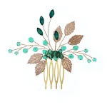 Coiffe artisanale feuilles vert foncé cristal, accessoires Hanfu antiques. Parfaite pour compléter votre tenue Hanfu, ajoutez une touche d'élégance intemporelle. — photo 5