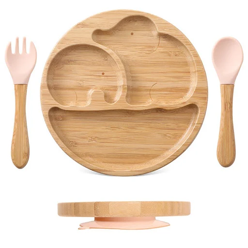 Title 4, Bamboo and Wood Childrens Suction Cup Tablewar...