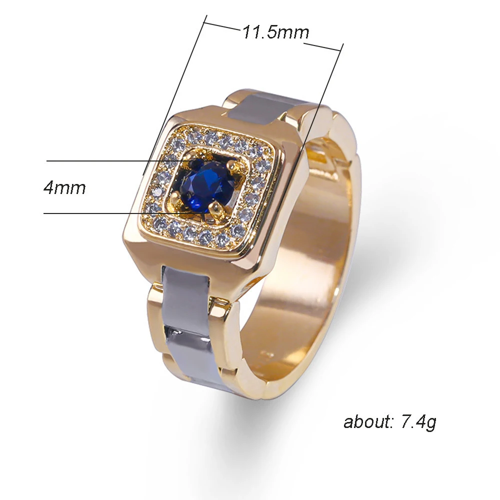 Anel de luxo masculino com pedra preciosa azul incrustada. Design sofisticado e elegante para homens que valorizam requinte e estilo. — foto 5