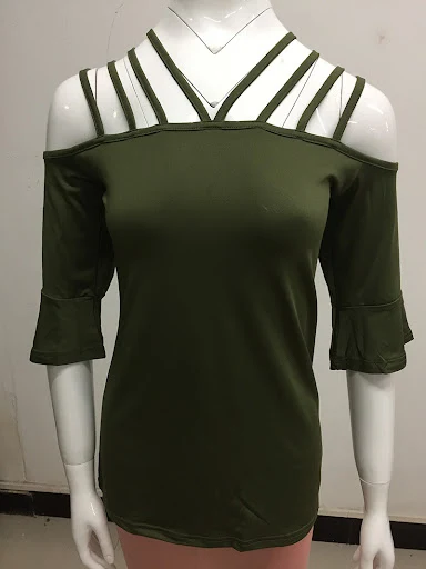 Title 5, Womens One Shoulder Flared Sleeve T Shirt