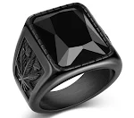 Anel de aço inoxidável Maple Leaf Black Ruby para homens, design sofisticado e durabilidade superior, realçando seu estilo pessoal. — foto 3