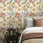 Retro Floral Self-adhesive Bohemian Wallpaper Transform your space with this easy-to-apply wallpaper, creating a vibrant — photo 3