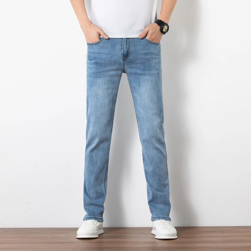 Men's Loose Youth Straight Slim Fit Elastic Trend Jeans Comfortable stylish everyday wear, perfect for a modern and rela — photo 4