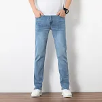 Men's Loose Youth Straight Slim Fit Elastic Trend Jeans Comfortable stylish everyday wear, perfect for a modern and rela — photo 4