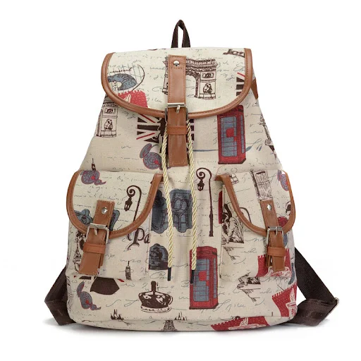 Title 3, Mochila de lona vintage con estampado de maripo...