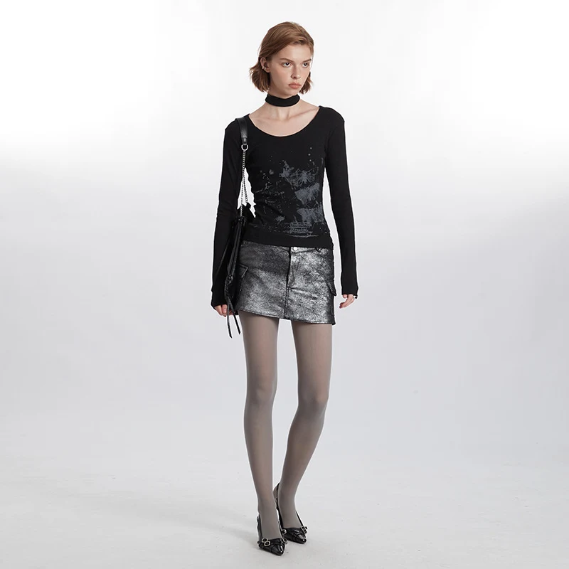 U-neck Long-sleeved Pullover Jacquard Special-interest Design Hot Girl Top for a chic and stylish look, perfect for any — photo 6