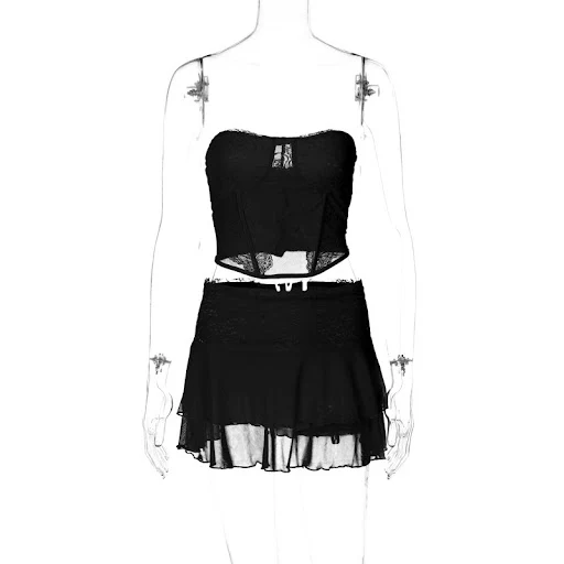 Title 9, Conjunto Feminino Sexy com Top e Saia de Renda ...