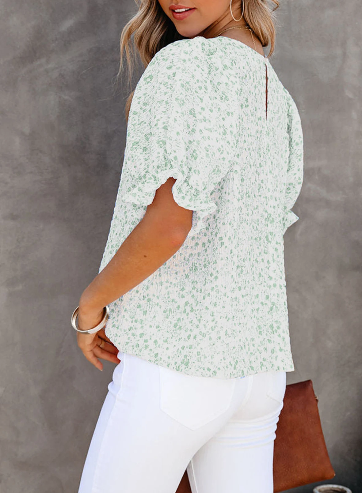 Title 19, Camicia pullover con maniche a sbuffo con stamp...