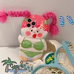 Pink Braid Green Swimsuit Girl