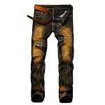 Men's Distressed Slim Fit Straight-leg Denim Jeans – Stylish Broken Holes Pants for a Modern and Comfortable Look, Perfe — photo 1