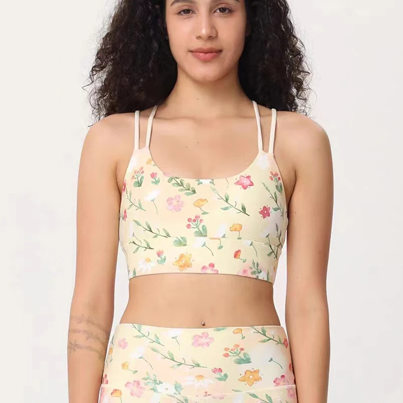 Top deportivo de running para mujer con almohadillas en el pecho, espalda cruzada y diseño de espalda bonita, perfecto para correr. — foto 2