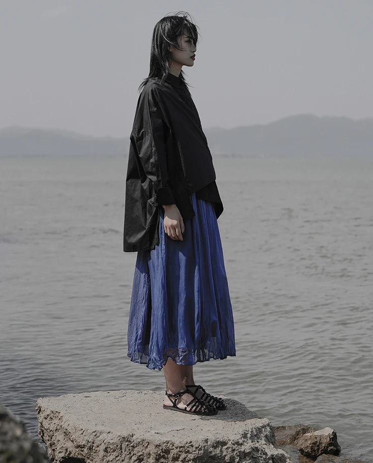 Title 7, Dark Design White Shirt Asymmetric Niche Irregu...