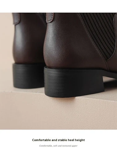 Title 3, Elegant All-match Knitted Stitching Ankle Boots...
