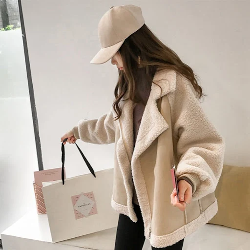 Title 4, Womens Plush Thickened Lamb Velvet Fur Coat
