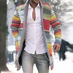 Fashion printed lapel mid-length coat for women. Stylish and comfortable, perfect for layering and creating fashionable — photo 5