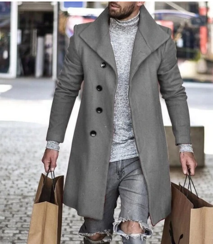 Woolen Coat Mid Length Men's Trench Coat. Stay warm and stylish this winter. A classic design providing both comfort and — photo 5