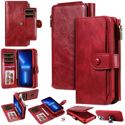 Title 13, 16 Mobile Phone Leather Case Retro Multi-functi...