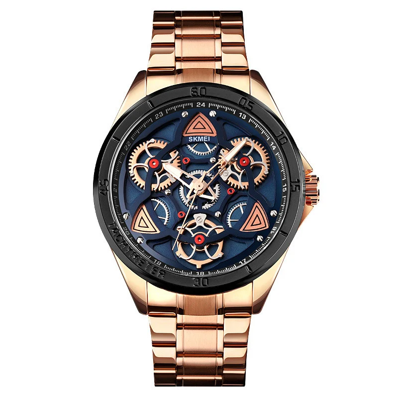 Title 4, Mens Steel Band Watch with Creative Turning Ge...