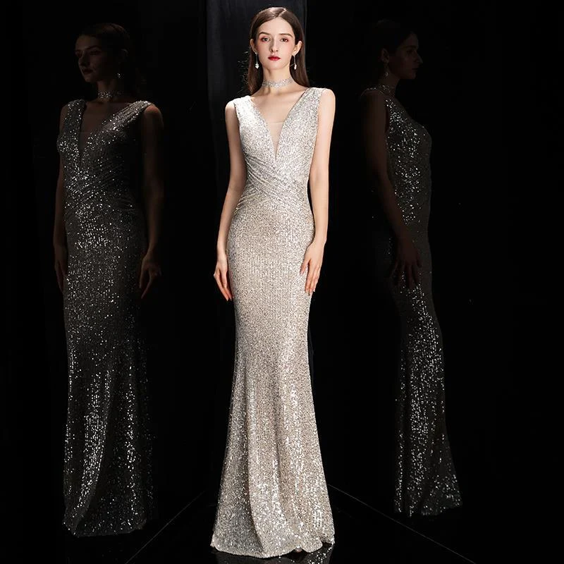 Title 2, Womens Spring Sequined Fishtail Slim Sexy Even...