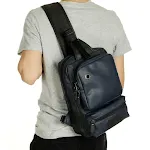 Mochila de couro Mo Tis masculina, tendência coreana, casual, esportiva, para atividades ao ar livre, bolsa de peito, pasta — foto 2