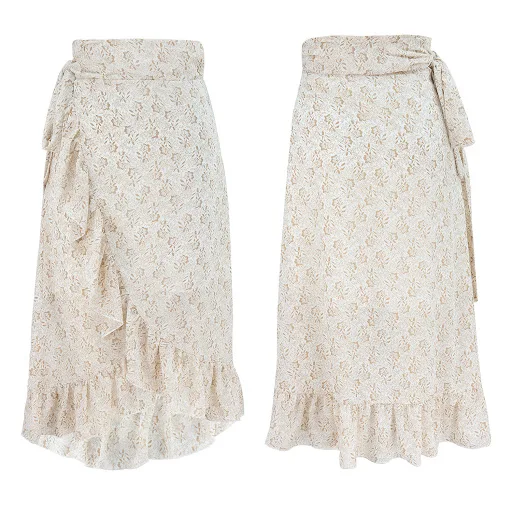 Title 5, Saia de chiffon floral irregular sem alças Femi...