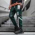 Men's Hip Hop Dark Loose Web Cargo Pants — photo 4