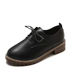 Women's Shoes Thick Heel Lace All Match Retro Black Small Leather Shoes, a versatile and stylish choice for any occasion — photo 1