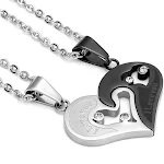 Colar de casal coração a coração com diamantes Amor Criativo. Um presente perfeito para casais celebrarem o amor e a união de forma criativa. — foto 2