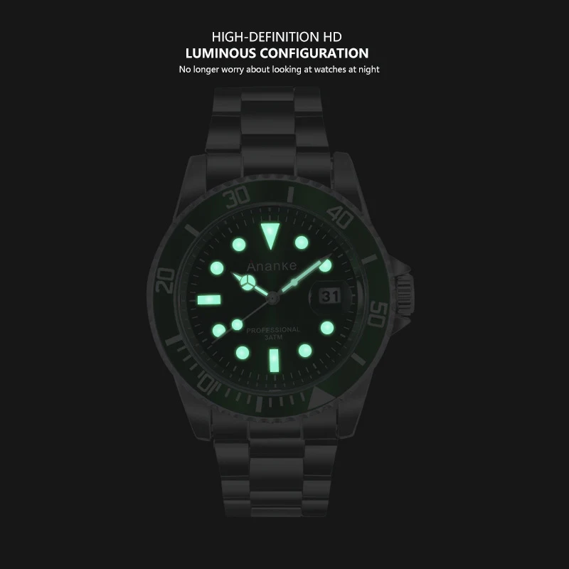 Relógio masculino à prova d'água com pulseira de aço luminoso, perfeito para uso em qualquer situação, com fácil leitura. — foto 2
