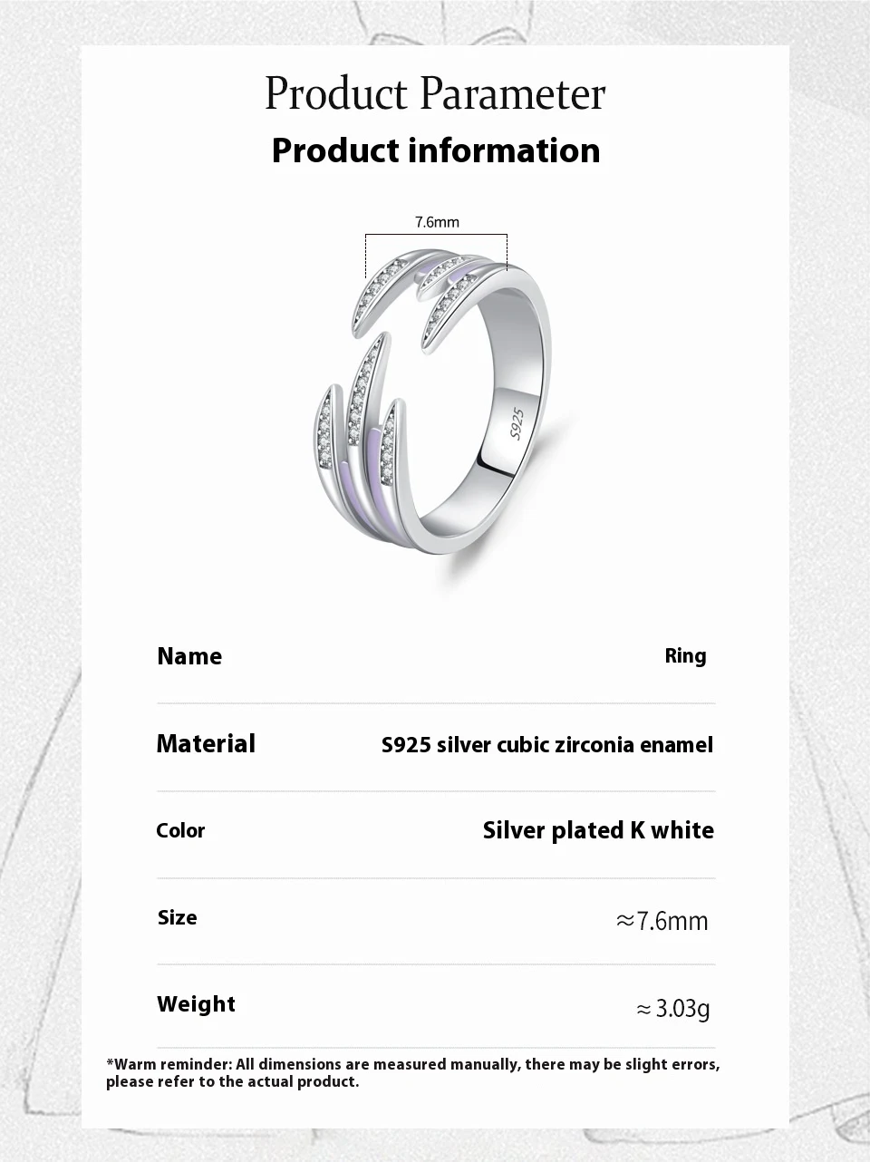 Anel aberto de prata S925 esmaltado premium, empilhável e personalizado. Estilo Ins para um visual moderno e único. — foto 9