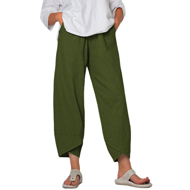 Women's Cotton and Linen Wide Leg Pants Solid Color High Waist Loose Casual Trousers Perfect for Everyday Comfort — photo 4