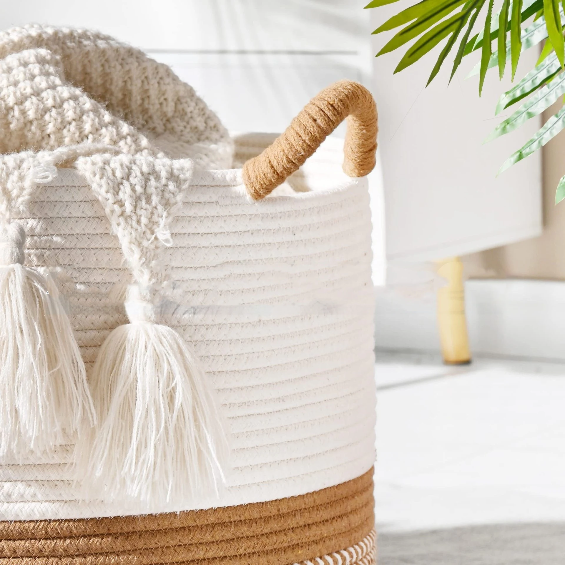 Title 2, Japanese Cotton String Dirty Clothes Basket Rou...